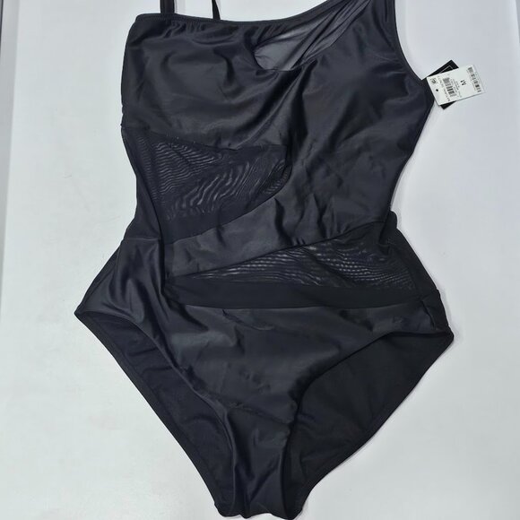 Bar III One-Shoulder Mesh Cutout Swimsuit - Picture 5 of 9